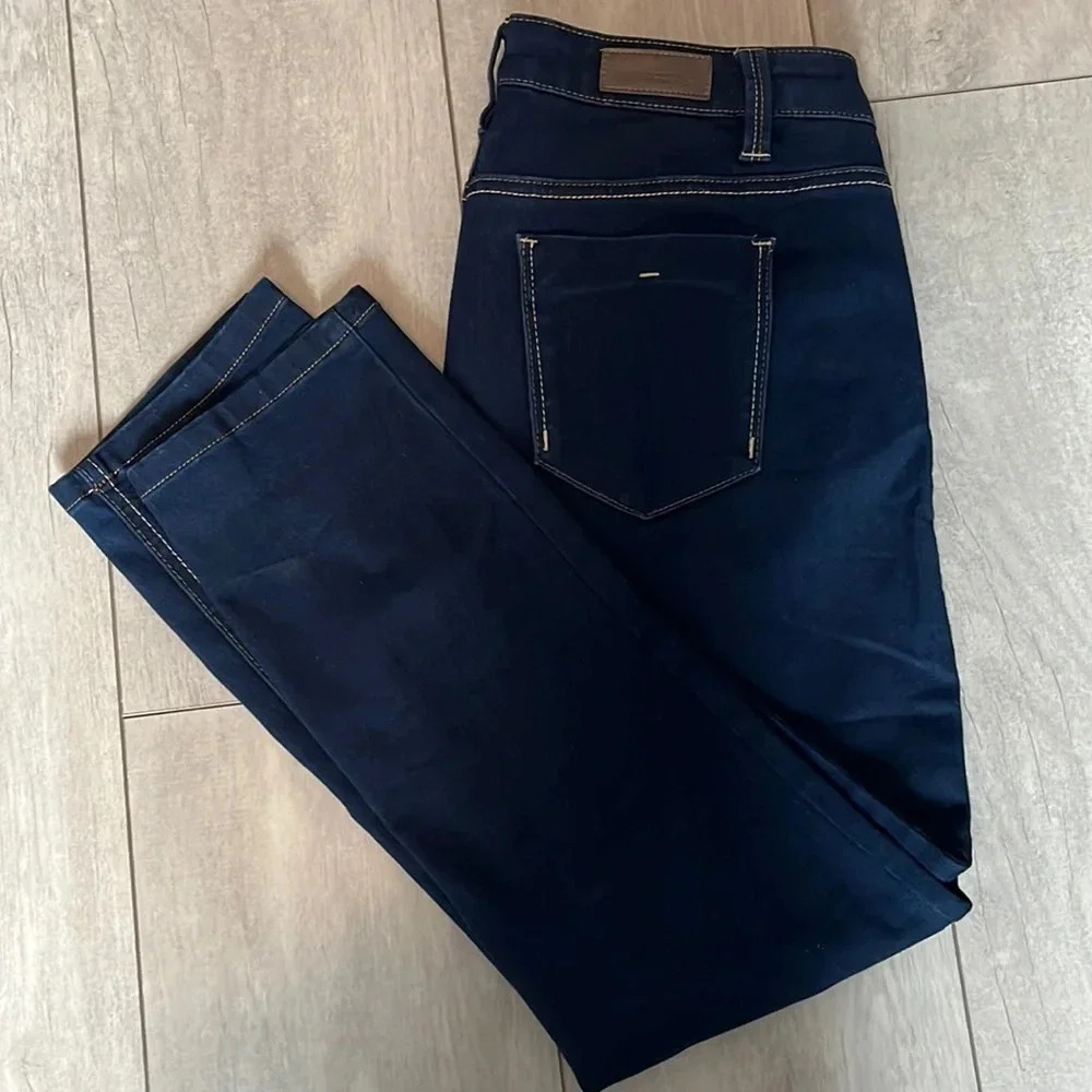 KENNETH COLE Dark Blue Mid Rise Straight Ankle Stretch Denim Jeans, Size 6